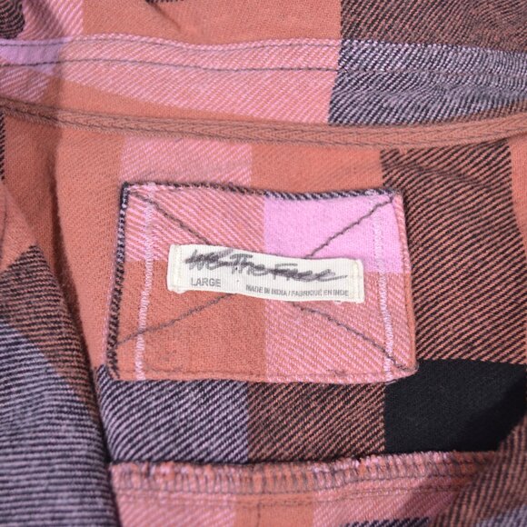 NEW FREE PEOPLE IZZY PLAID FLANNEL SHIRT, LARGE - Picture 5 of 11